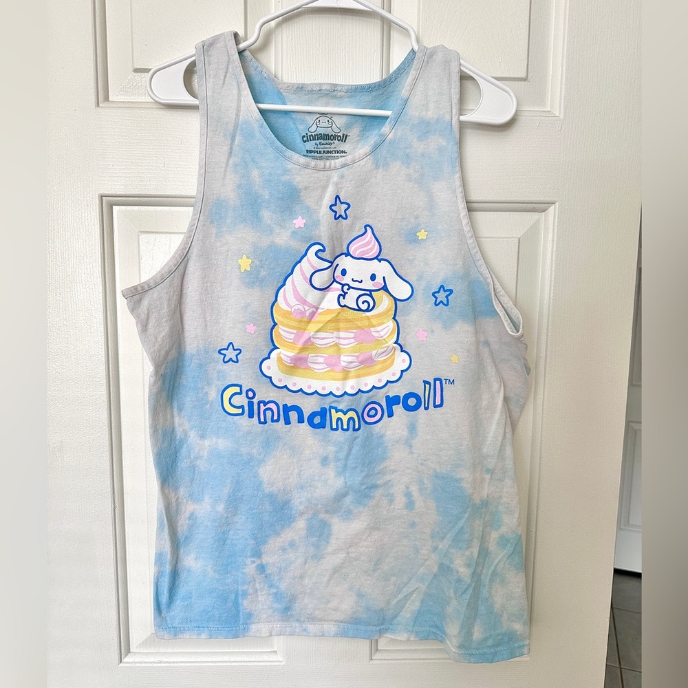 Cinnamoroll Tie-Dye Tank Top - Blue and White